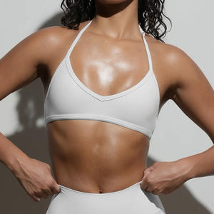Womens Clothes Activewear Seamed Summer Nude <strong>Halter</strong> <strong>Bra</strong> Push up Yoga <strong>Bra</strong> - Product Image 3