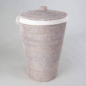 Storage hampers in natural rattan handcrafted <b>lidded</b> baskets hamper <b>bin</b> with removable liner - Product Image 4