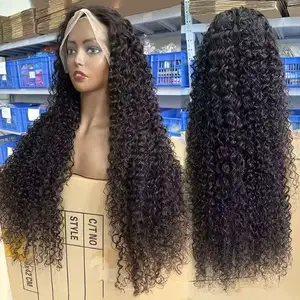 Peruca de cabelo humano brasileira virgem completa de renda, peruca de cabelo humano transparente encaracolado onda profunda para mulheres negras