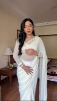 Nouvelle Blouse Traditionnelle en Soie pour Sari, Hiver/Été, en Georgette Unie, Anti-UV, Infroissable, Non Cousue, Blanche
