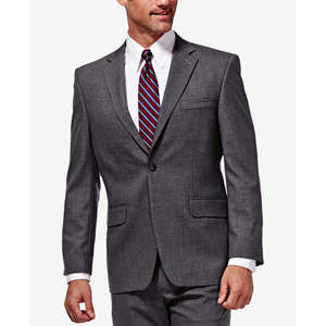 Giacca da abito da uomo JM Haggar Classic/Regular Fit in tessuto elasticizzato Sharkskin, colore grigio, taglia 42L - Product Image 1