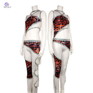 Ensemble de Majorette deux pièces respirant aux couleurs personnalisées ensemble d'uniforme de Majorette à franges pailletées pour filles - Product Image 2