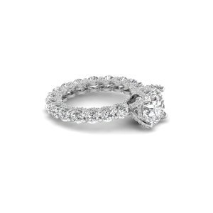 Bague AJRETAIL pour femme en or massif 14 carats, sertie de diamants de laboratoire de 7,52 carats, couleur E, pureté VS1, taille brillant, monture pavée en or blanc - Product Image 2