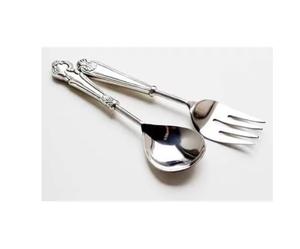 Juego de servidor de ensalada de acero inoxidable forjado a mano Cubiertos elegantes con asas pulidas de espejo plateado Cubiertos Premium para uso en comedor - Product Image 4