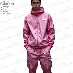 Survêtement en nylon pour hommes, pantalon de survêtement en nylon à rayures fluorescentes, coupe-vent en nylon personnalisé de haute qualité, survêtement à séchage rapide pour hommes - Product Image 4