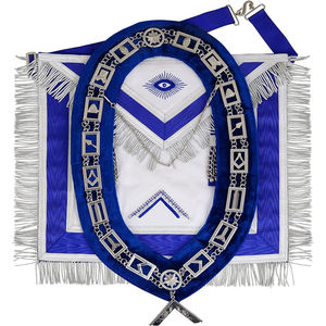 MASONIC WORSHIPFUL MASTER 100% DELANTAL DE PIEL DE CORDERO AZUL CON COLLAR DE CADENA JOYA GRATIS - Product Image 1