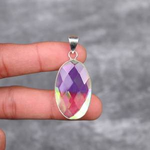 Colgante de Topacio Místico, Plata de Ley 925, Colgante de Piedra Preciosa Hecho a Mano, Collar de Joyería, Regalo para Ella, Joyería de Topacio Místico - Product Image 1