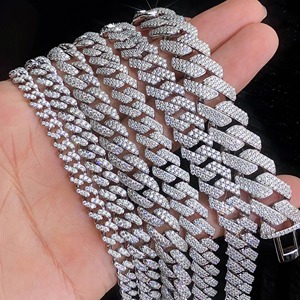 Collar de cadena cubana con moissanita VVS para hombre, plata 925, estilo hip hop, con diamantes, pasa la prueba del diamante, de 6 mm a 15 mm - Product Image 5