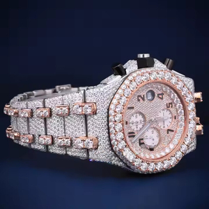 Reloj de lujo de cuarzo con diamantes VVS Clarity Moissanite para hombre, reloj helado de dos tonos de alta calidad, banda de acero inoxidable, estilo Hip Hop - Product Image 2