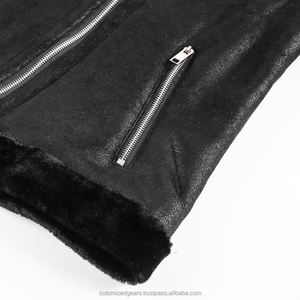 Chaqueta de Motociclista Retro Vintage para Hombre, de Cuero Genuino, Impermeable, Transpirable, con Cierre, Cuello Alto de Lana, Opción de Talla Grande - Product Image 5