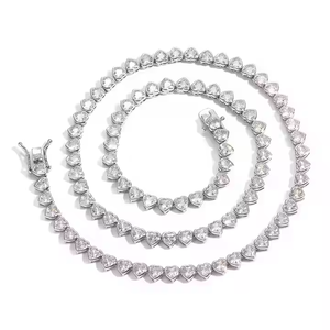 Trendy Designer 2.5mm Heart-Shaped Lab Grown Diamond <b>Tennis</b> Chain Yellow Gold Plated for All Genders Wedding Engagement IGI Gift - Product Image 2