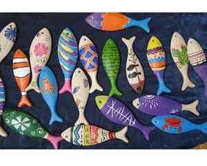 Tenture murale de poisson en bois de style rustique fabriquée au Vietnam poisson en bois pour la décoration dans les hôtels, les restaurants ou les magasins - Product Image 4