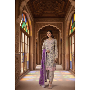 Traje Salwar Kameez de 3 Piezas Masoori 2025, Invierno, Moderno, de Algodón Cambrico, Bordado e Impreso, de Secado Rápido, para Mujer, Estilo Indio/Pakistaní - Product Image 3