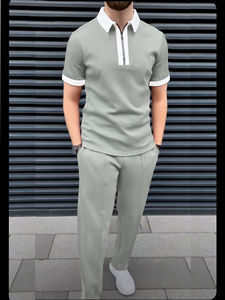 Ensemble pantalon 2 pièces sportif pour homme Collection de gros Chemise et pantalon de survêtement Ensemble short respirant de haute qualité Tenues décontractées - Product Image 5