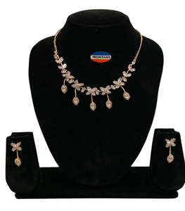 B22 élégant Vintage en acier inoxydable ensemble de bijoux diamant élégant classique collier boucles d'oreilles pour les mariages fêtes traditionnelles - Product Image 2