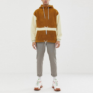 OEM โลโก้ที่กําหนดเอง colorblock เสื้อกันหนาวหมวกอบอุ่น U Nisex ไตรมาสซิปขึ้นขนแกะขั้วโลกขนาดเล็ก เสื้อสวมหัวแบบกําหนดเอง colorblock เสื้อกันหนาวหมวกเชอร์ปาสําหรับผู้ชาย - Product Image 3