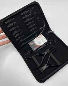 ชุดเครื่องมือต่อผมสแตนเลสสีดำด้านสำหรับต่อผมชุดอุปกรณ์ต่อผมแบบห่วงติดโลโก้แบบกำหนดเอง - Product Image 2