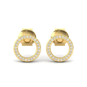 Anting Mewah Wanita Mewah Desain Baru Emas Padat Perhiasan Anting-Anting dengan Berlian Asli untuk Dijual