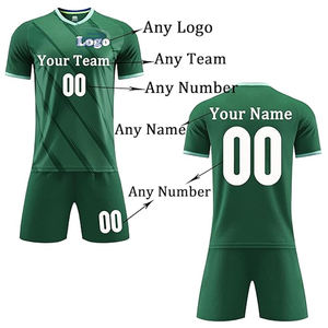 Ensemble de maillot de foot personnalisé vert, respirant, léger, imprimé, uniforme de football, t-shirt, short, tenue de sport - Product Image 2
