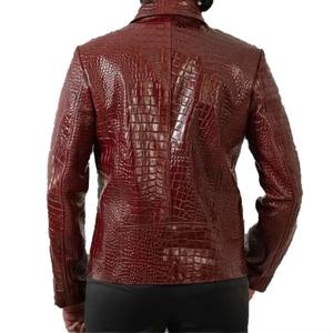 แจ็คเก็ตหนังแท้ลายนูนแบบใหม่ ยูนิเซ็กซ์ หนังจระเข้แท้ หนังวัวแท้ แจ็คเก็ตหนังผู้ชาย แจ็คเก็ตหนังจระเข้ - Product Image 5