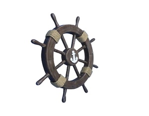 Handmade 18-Inch 8 <b>Spokes</b> Wooden Ship Steering <b>Wheel</b> with Rope Pirate Decor Wall Art for Home & Office Unique Model Gift - Product Image 1