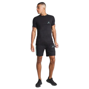 Ensemble T-shirt et short décontracté d'été en maille respirante, nouveau style, coupe et couture, haute qualité, logo personnalisé vierge pour hommes - Product Image 2