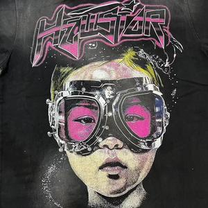 เสื้อยืดวินเทจฮิปฮอปสำหรับผู้ชายเสื้อยืดโอเวอร์ไซส์ลายกรดซักด้วยผ้าคอตตอนสีเทา - Product Image 3