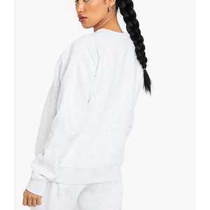 Logo personnalisé avant col rond femmes sweats à capuche brodés 100% coton décontracté surdimensionné épais chiné gris Streetwear sweat - Product Image 6