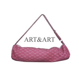 Beautiful and Simple pink Hand <b>Block</b> <b>Yoga</b> mat Kit Bag for Women with Small Pocket Soft Long Handle cotton Material Made India - Product Image 5