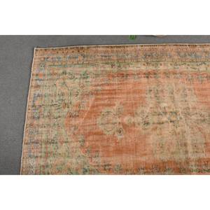 Tapis turc vintage 5.7 x 9.4ft Orange vert Patchwork Design laine tissage plat Technique Latex pour décorations de salon - Product Image 3