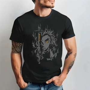 Camiseta de Manga Corta de Moda de Anime Demon Slayer, Ropa Casual de Hip Hop para Hombre y Mujer, Tops de Verano 100% Algodón para Parejas - Product Image 3