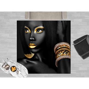 Tapis d'art pour femme noire : Lèvres dorées, Décoration africaine, Tapis imprimé, Tapis à poils doux - Product Image 1