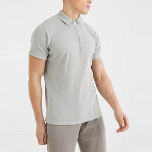 Conception de logo personnalisé de haute qualité OEM Slim ajusté vierge 1/4 col zippé respirant palangre uni à manches courtes anti-rides imprimé - Product Image 2