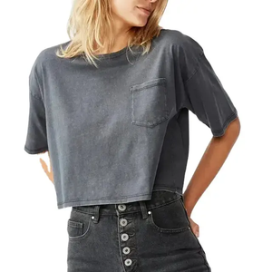 Top corto informal para mujer Sudaderas con capucha Impresión personalizada Precio Cortar y coser Precio de fábrica Sudaderas con capucha para mujer - Product Image 2