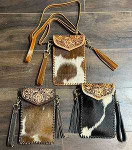 New Hand Tooled <b>Leather</b> Wristlet Crossbody Mobile Bag Cowhide <b>Leather</b> Cellphone Holster <b>Pouch</b> Bag Waist <b>Belt</b> Clip Case for Women - Product Image 5