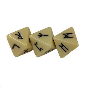 Juego de dados de runas de jade blanco de alta calidad, 3 piezas, dados de runas vikingas, piedra de cristal mineral natural, 8 caras, para adivinación. - Product Image 3