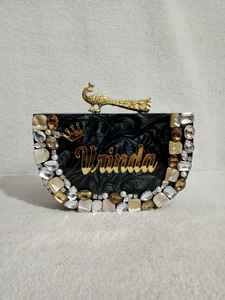 New Marble Look Hand Clutch with Flower Handwork Resin Imitation Pearl Gold Plated Vintage <b>Butterfly</b> Charm Bag Women's Wedding - Product Image 3