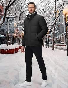 Abrigo de invierno con aislamiento impermeable para hombre Cotrasen Logo bordado Patrón sólido Chaqueta de lona cálida con cremallera y logotipo frontal - Product Image 1