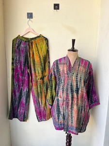 Hermoso Conjunto de pijama Kimono de seda crepé con tinte de corbata, camisón de seda de dos piezas para mujer, bata de verano para uso diario, regalo - Product Image 6
