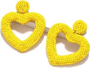 Pendiente de cuentas de semilla en forma de corazón Pendientes bohemios de elegancia Accesorios de inspiración vintage Pendientes retro chic DE LA India hechos a mano - Product Image 3