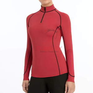 Women Equestrian <b>Base</b> <b>Layer</b> <b>Long</b> <b>Sleeve</b> Breathable Quick Dry Lightweight Breathable <b>Base</b> <b>Layer</b> Horse Riding Shirts OEM - Product Image 1