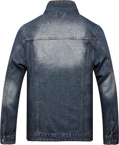 Veste en jean délavé 100% coton pour hommes veste en jean décontractée à revers coupe ajustée pour hommes - Product Image 2