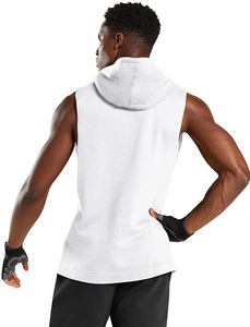 Débardeur de tennis de haute qualité personnalisé pour hommes vente en gros de capuche de style uni de couleur unie haute coton course à pied entraînement musculaire de gymnastique - Product Image 3