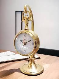 Horloge en aluminium dorée sur mesure pour la décoration intérieure, salon, hôtel, restaurant - Product Image 4