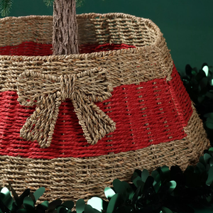 Collar Redondo de Pasto Marino para Árbol de Navidad con Lazo, Diseño Vietnamita, Accesorios Navideños Tejidos al por Mayor - Product Image 2