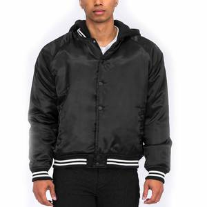 Nouvelle couleur avec style côtelé et rayures blanches sur mesure Veste Lettermen en satin de haute qualité pour hommes - Product Image 3