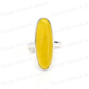 Christmas Selling Solid 925 Sterling Silver Yellow Chalcedony <b>Quartz</b> 10x30mm Oval Bezel Setting <b>Ring</b> for Women Handmade Jewelry - Product Image 2
