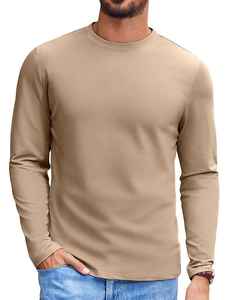 T-shirt pour homme, chemise oversize, haut à manches longues, chemise à manches longues, col rond, printemps, automne, couleur unie, style décontracté quotidien, style streetwear - Product Image 5