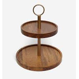 BASE of ROUND MANGO WOOD 3 TIER NATURAL DISPLAY TABLETOP STAND <b>BAKEWARE</b> WOOD CAKE TOOL for RESTAURANT PARTIES CAKE STAND - Product Image 6
