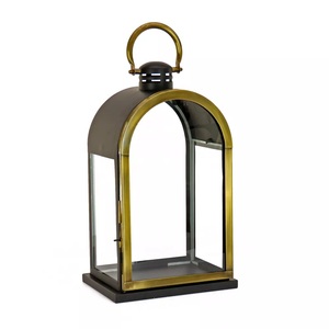 <b>Black</b> Color Metal Decorative <b>Lantern</b> Home Decor Glass T Light Candle Holder Hanging <b>Lantern</b> for Christmas Supplies - Product Image 2
